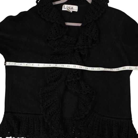 Lisa International 100% Wool Black jacket size L Gothic, Whimsical- Fairy - Picture 7 of 10